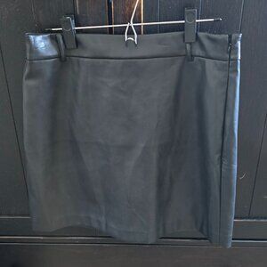 NWT LOFT | FAUX LEATHER ASYMMETRICAL BLACK SKIRT WOMEN'S SIZE 8
